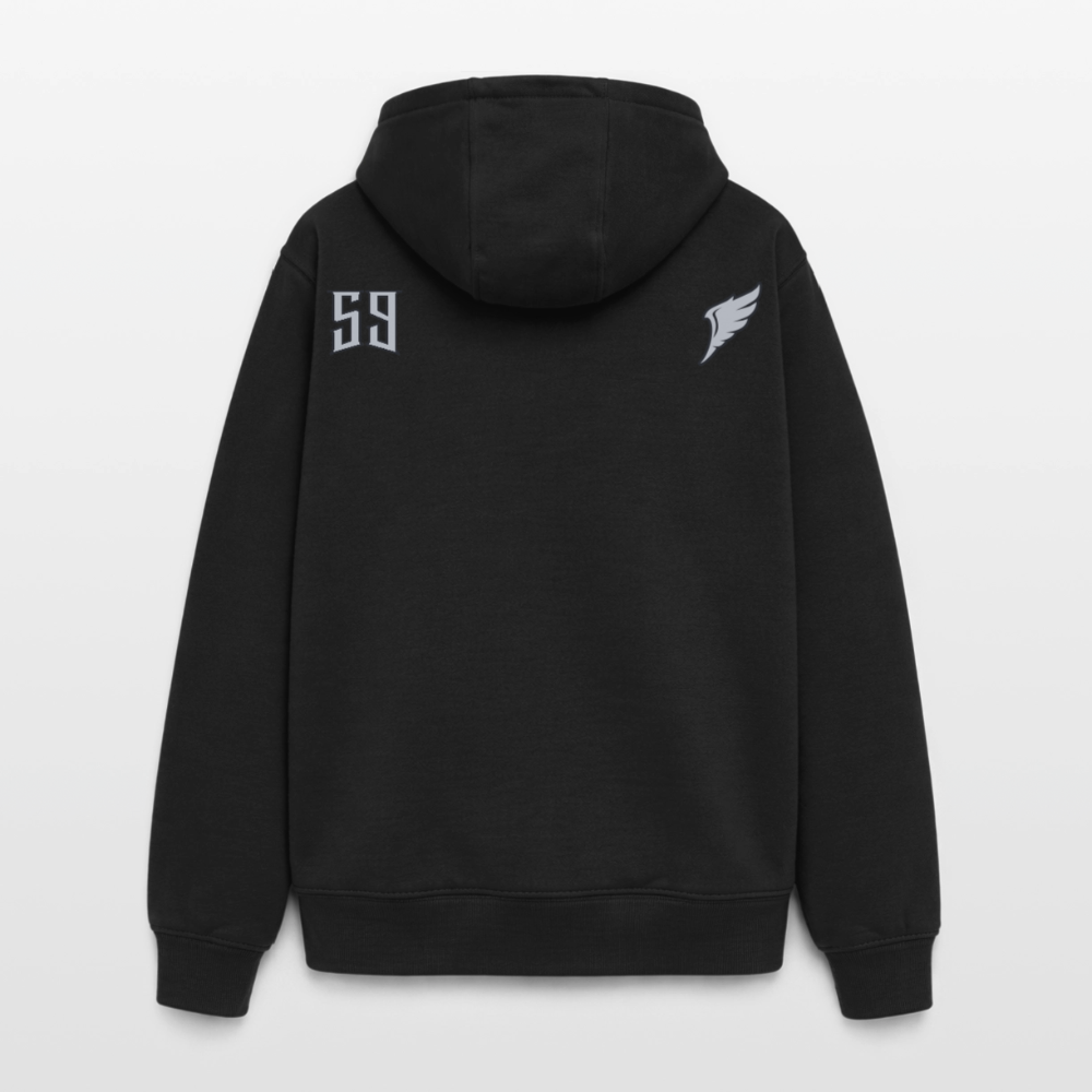 59 | Hoodie unisex oversize heavyweight Black Blue - svart