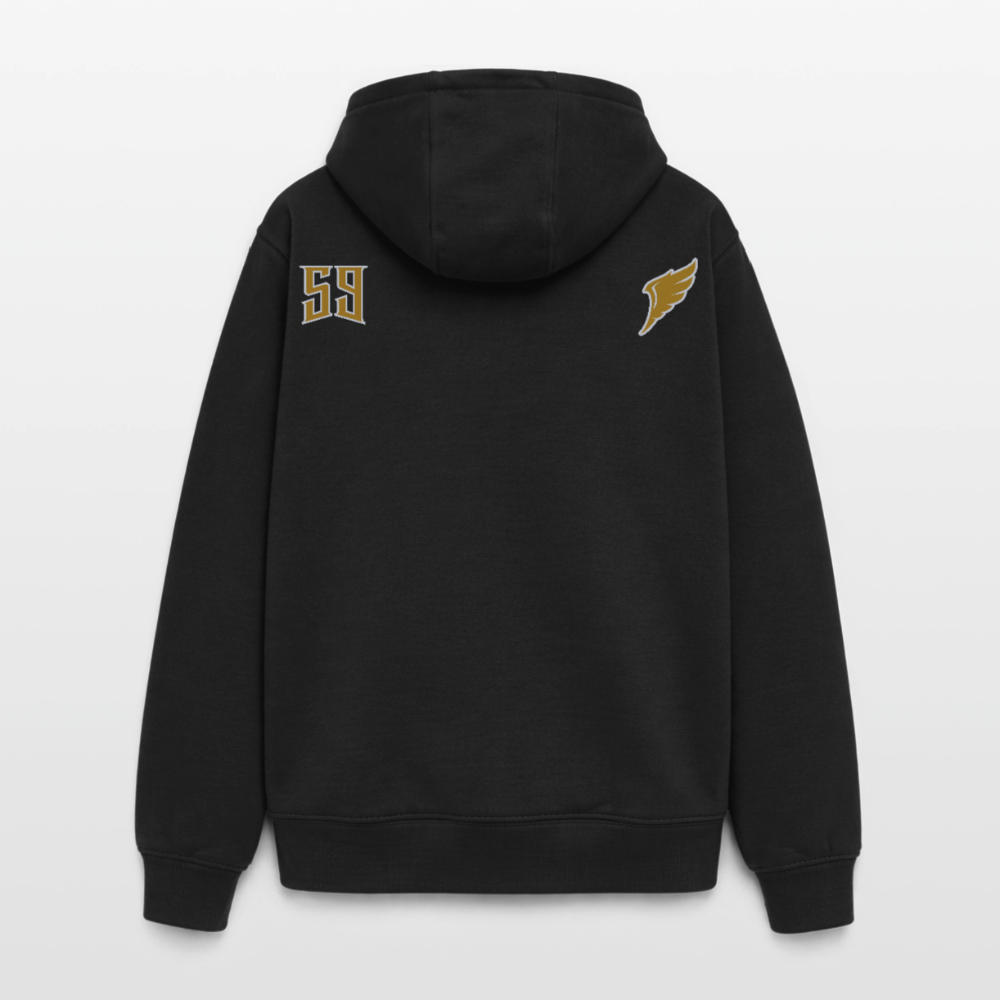 59 | Hoodie unisex oversize heavyweight Black Yellow - svart