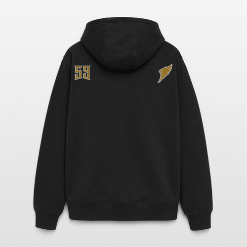 59 | Hoodie unisex oversize heavyweight Black Yellow - svart