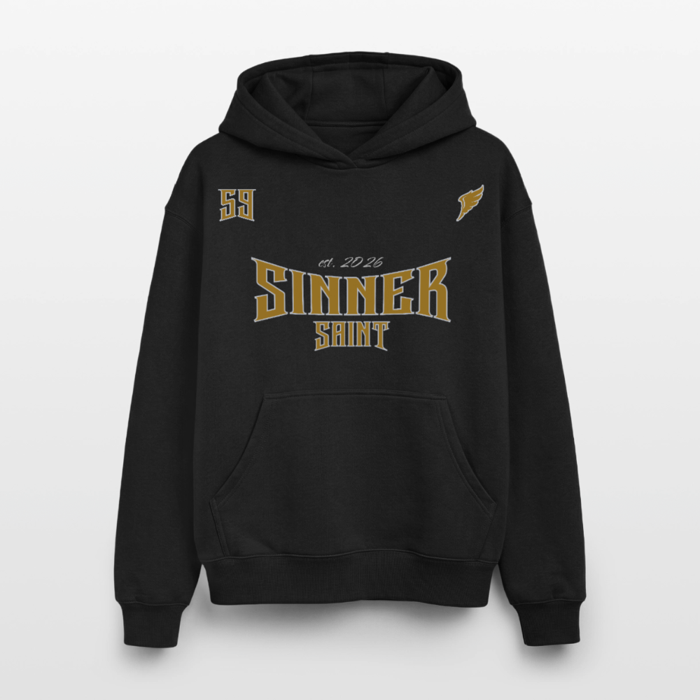 59 | Hoodie unisex oversize heavyweight Black Yellow - svart