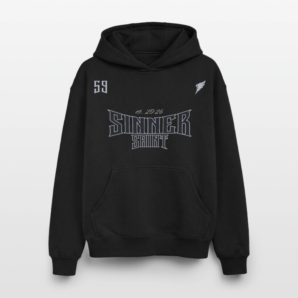 59 | Hoodie unisex oversize heavyweight Black Blue - svart