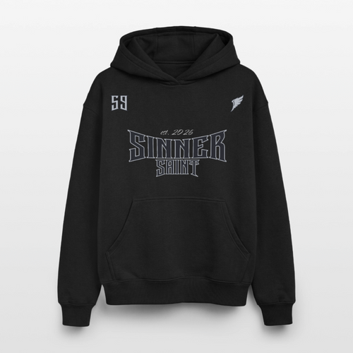 59 | Hoodie unisex oversize heavyweight Black Blue - svart