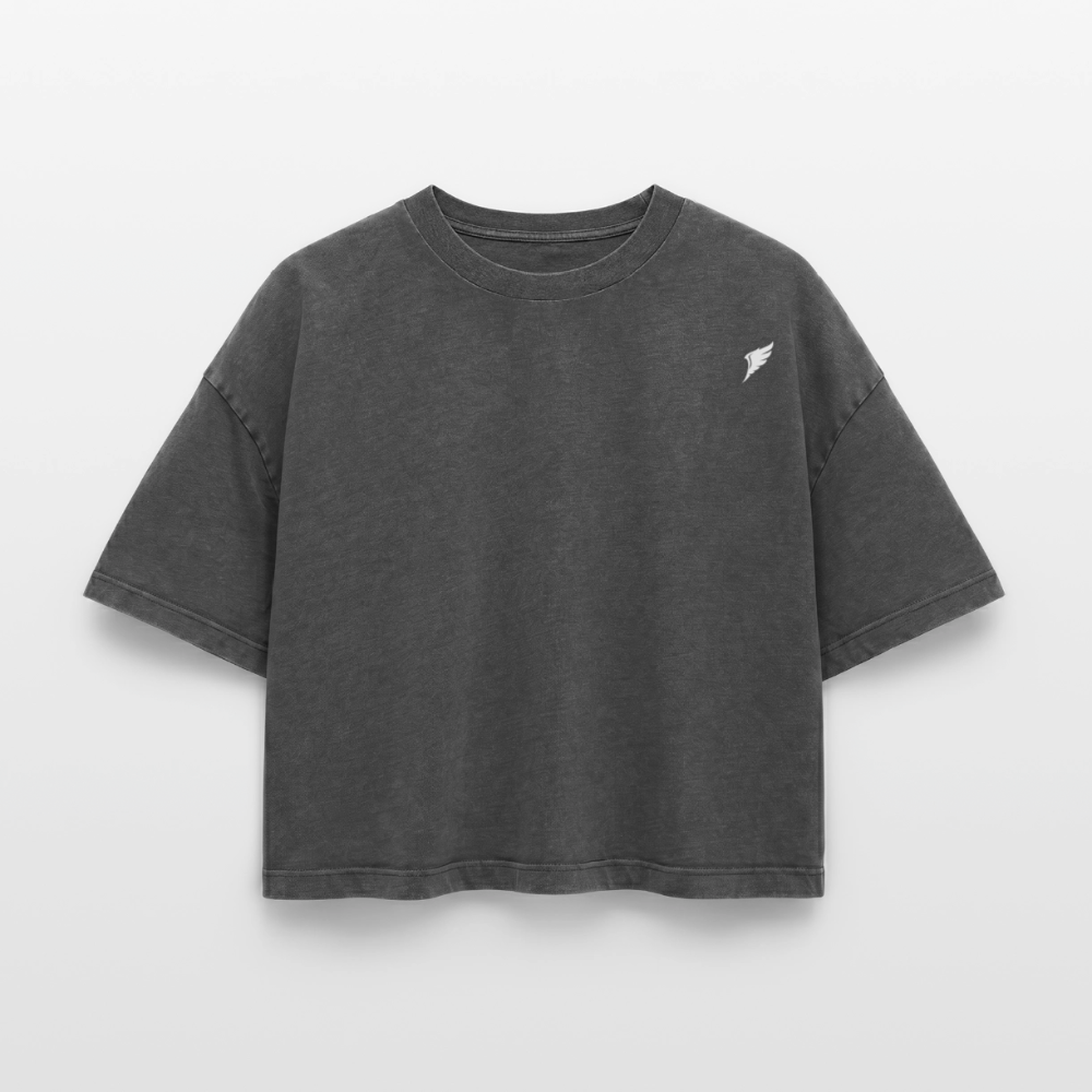 T-shirt Premium dam med boxy passform och acid wash-effekt - svart syratvättad