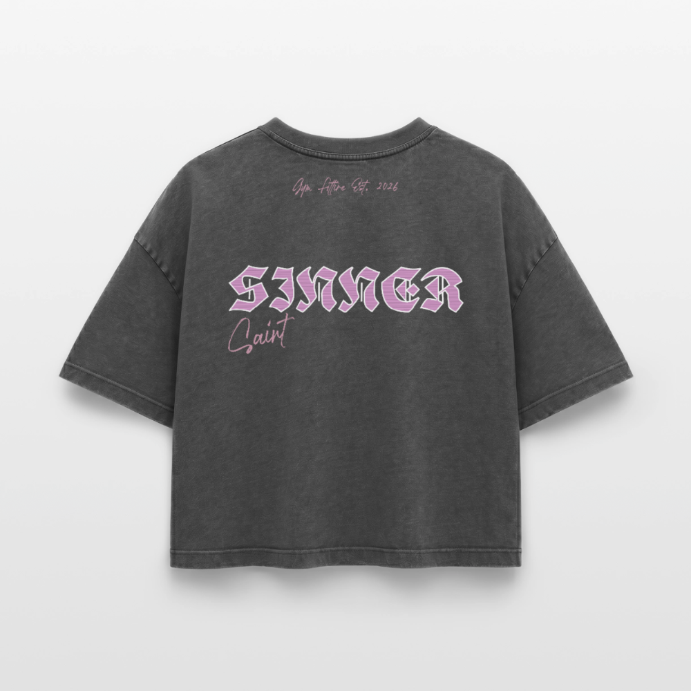 Attitude | Premium Boxy Acid Wash - svart syratvättad