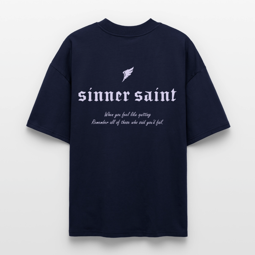 Sinner Saint Ascent - Ekologisk Oversized T-shirt Unisex med lila tryck - marinblått