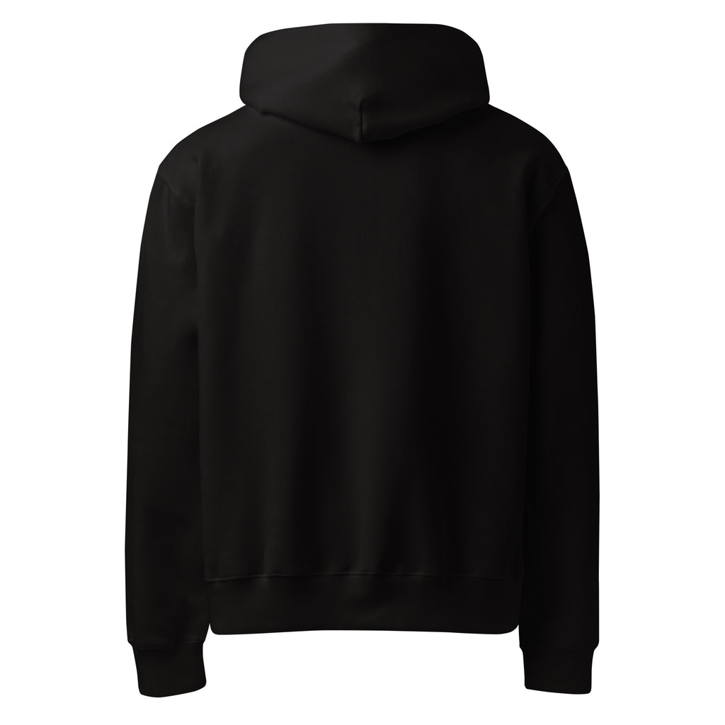 Svart oversized hoodie bakifrån