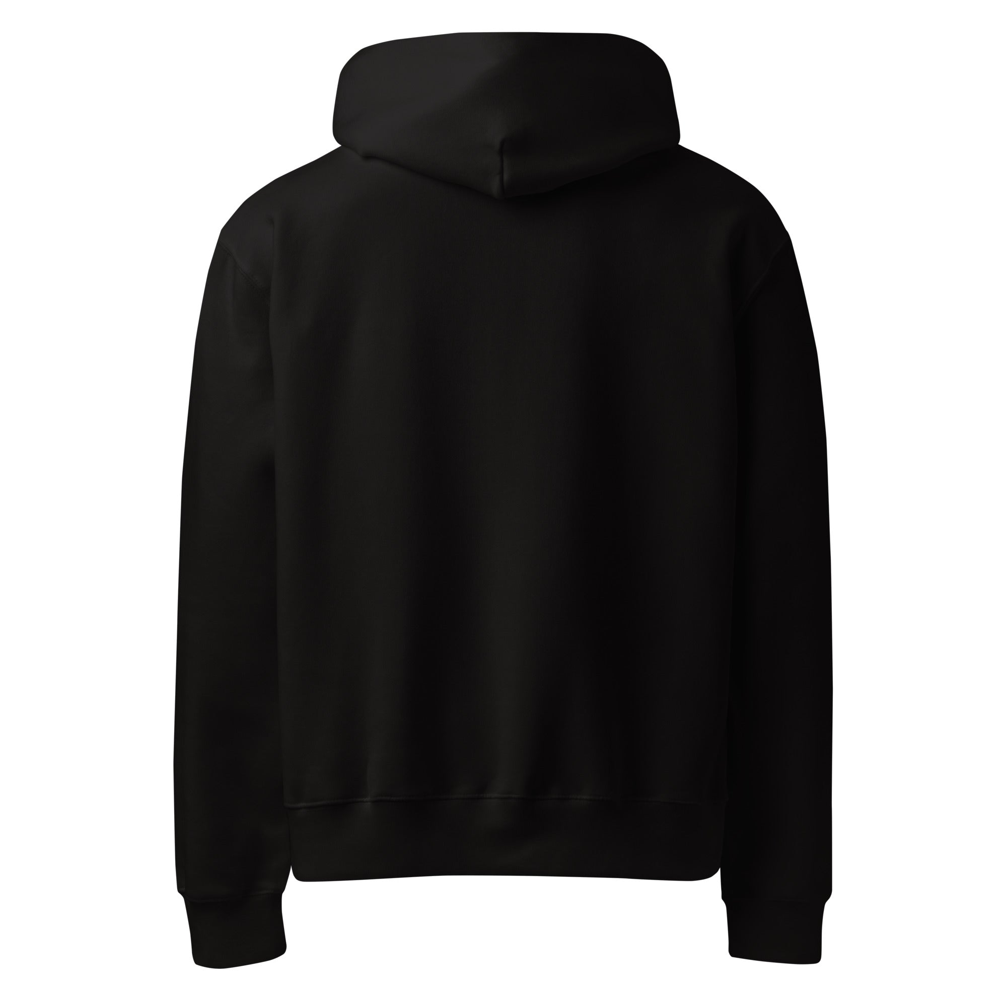 Svart oversized hoodie bakifrån